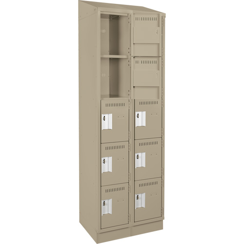 Clean Line Lockers, 5 -tier, Bank of 2, 24" x 18" x 82", Steel, Beige, Rivet (Assembled) Seaboard Timber Mart