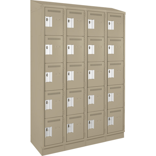 Clean Line Lockers, 5 -tier, Bank of 4, 48" x 18" x 82", Steel, Beige, Rivet (Assembled) Seaboard Timber Mart