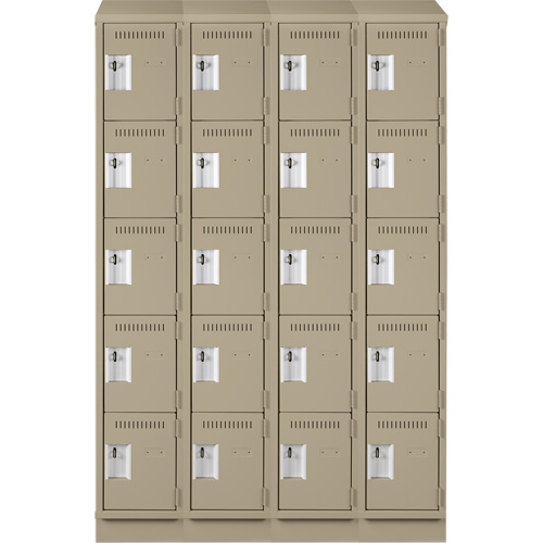 Clean Line Lockers, 5 -tier, Bank of 4, 48" x 18" x 82", Steel, Beige, Rivet (Assembled) Seaboard Timber Mart