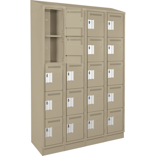 Clean Line Lockers, 5 -tier, Bank of 4, 48" x 18" x 82", Steel, Beige, Rivet (Assembled) Seaboard Timber Mart