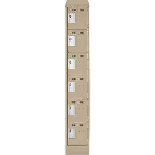 Clean Line Lockerette , 6 -tier, 12" x 18" x 82", Steel, Beige, Rivet (Assembled) Seaboard Timber Mart