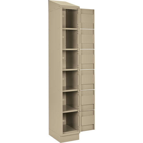 Clean Line Lockerette , 6 -tier, Bank of 4, 48" x 18" x 82", Steel, Beige, Rivet (Assembled) Seaboard Timber Mart