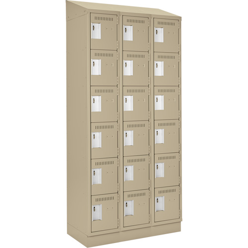 Clean Line Lockerette , 6 -tier, Bank of 3, 36" x 18" x 82", Steel, Beige, Rivet (Assembled) Seaboard Timber Mart