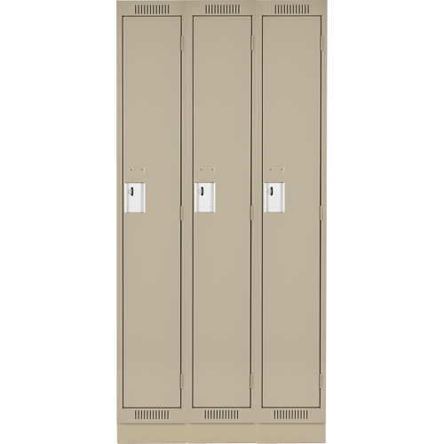 Clean Line Lockers, Bank of 3, 45" x 18" x 76", Steel, Beige, Rivet (Assembled) Seaboard Timber Mart