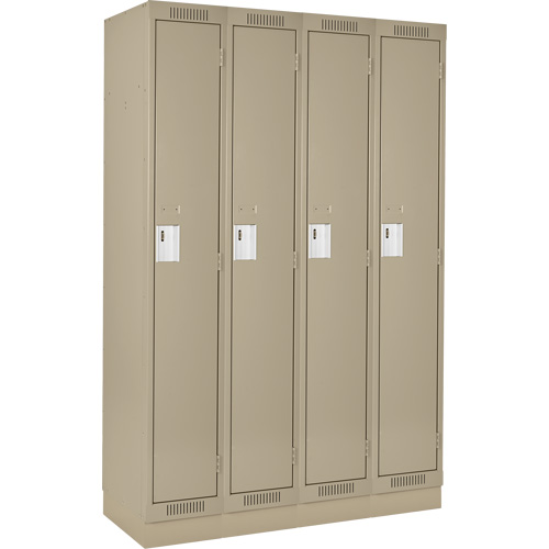 Clean Line Lockers, Bank of 4, 48" x 12" x 76", Steel, Beige, Rivet (Assembled) Seaboard Timber Mart
