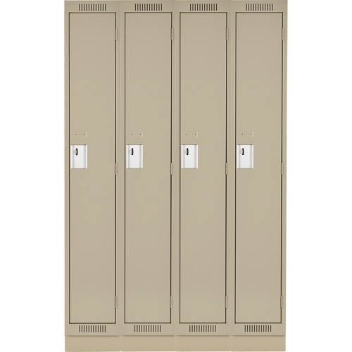 Clean Line Lockers, Bank of 4, 48" x 12" x 76", Steel, Beige, Rivet (Assembled) Seaboard Timber Mart