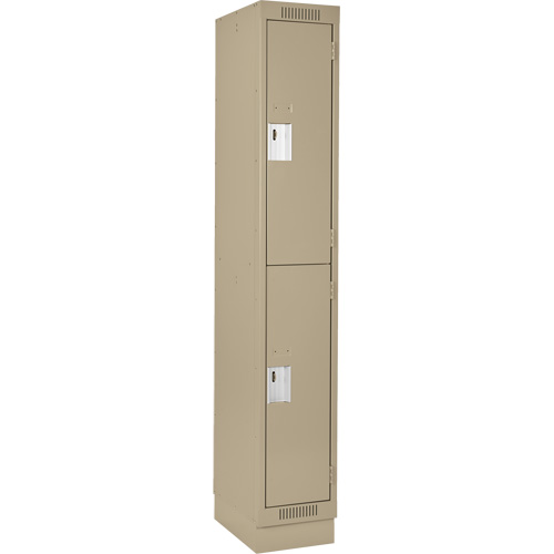 Clean Line Lockers, 2 -tier, 12" x 12" x 76", Steel, Beige, Rivet (Assembled) Seaboard Timber Mart