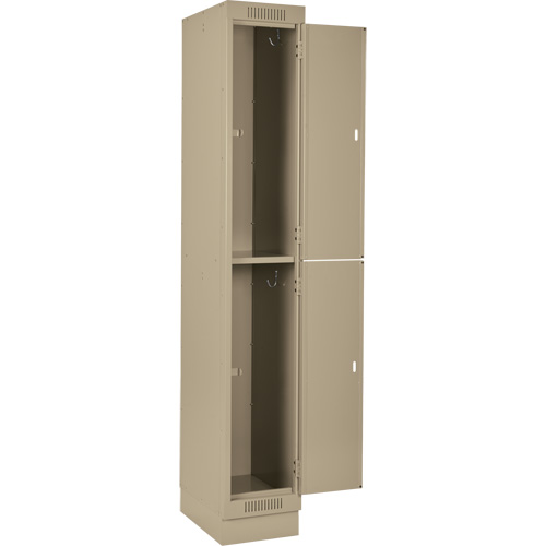 Clean Line Lockers, 2 -tier, 12" x 12" x 76", Steel, Beige, Rivet (Assembled) Seaboard Timber Mart