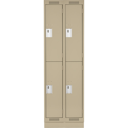 Clean Line Lockers, 2 -tier, Bank of 2, 24" x 12" x 76", Steel, Beige, Rivet (Assembled) Seaboard Timber Mart