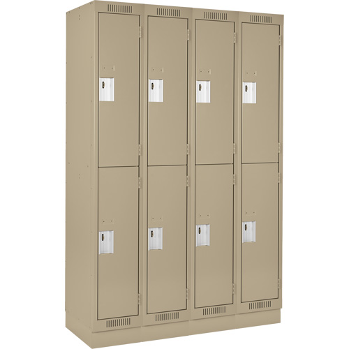 Clean Line Lockers, 2 -tier, Bank of 4, 48" x 12" x 76", Steel, Beige, Rivet (Assembled) Seaboard Timber Mart