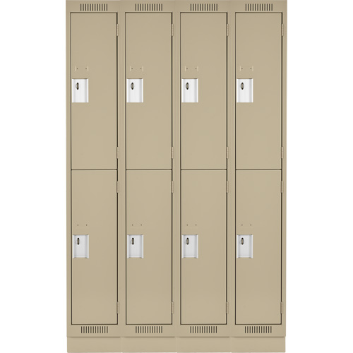 Clean Line Lockers, 2 -tier, Bank of 4, 48" x 12" x 76", Steel, Beige, Rivet (Assembled) Seaboard Timber Mart
