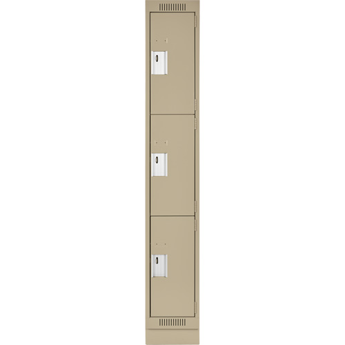 Clean Line Lockers, 3 -tier, 12" x 12" x 76", Steel, Beige, Rivet (Assembled) Seaboard Timber Mart