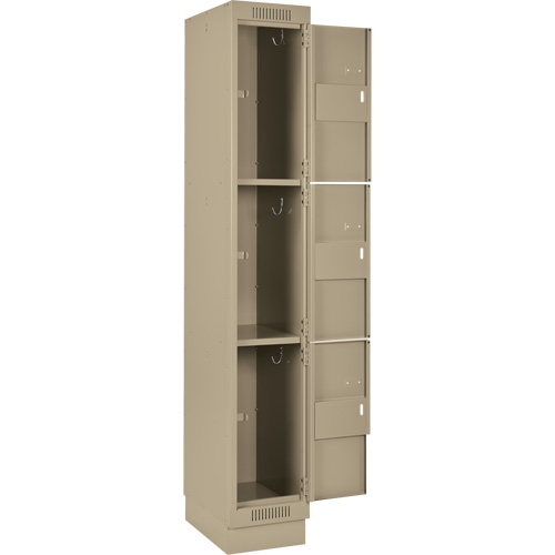 Clean Line Lockers, 3 -tier, 12" x 12" x 76", Steel, Beige, Rivet (Assembled) Seaboard Timber Mart