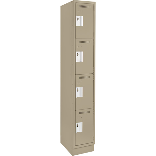 Clean Line Lockers, 4 -tier, 12" x 12" x 76", Steel, Beige, Rivet (Assembled) Seaboard Timber Mart
