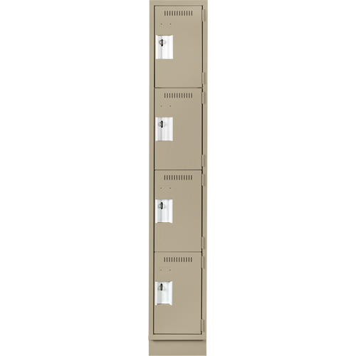 Clean Line Lockers, 4 -tier, 12" x 12" x 76", Steel, Beige, Rivet (Assembled) Seaboard Timber Mart