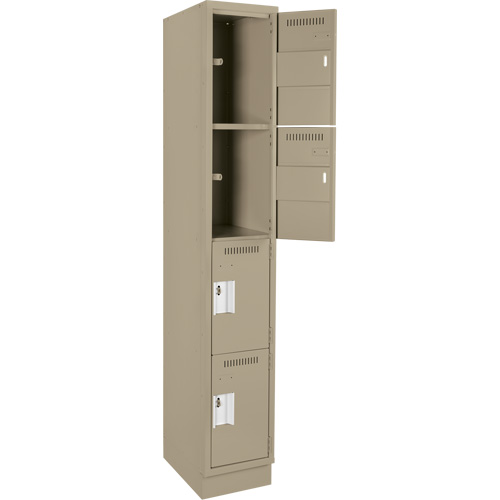 Clean Line Lockers, 4 -tier, 12" x 12" x 76", Steel, Beige, Rivet (Assembled) Seaboard Timber Mart