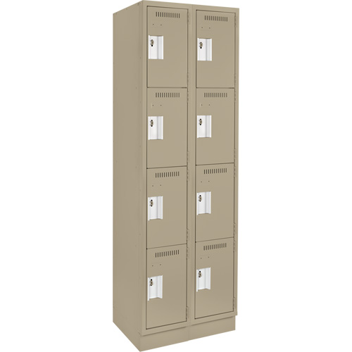 Clean Line Lockers, 4 -tier, Bank of 2, 24" x 12" x 76", Steel, Beige, Rivet (Assembled) Seaboard Timber Mart