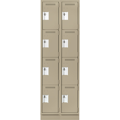 Clean Line Lockers, 4 -tier, Bank of 2, 24" x 12" x 76", Steel, Beige, Rivet (Assembled) Seaboard Timber Mart