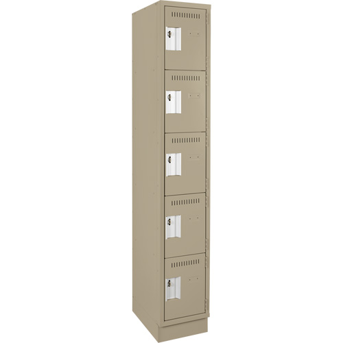 Assembled Clean Line Personal Effects Lockers, 5 -tier, 15" x 76" x 12", Steel Seaboard Timber Mart