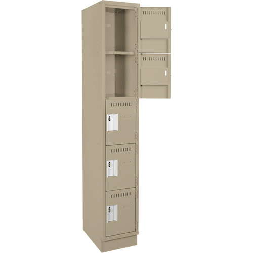 Assembled Clean Line Personal Effects Lockers, 5 -tier, 15" x 76" x 12", Steel Seaboard Timber Mart