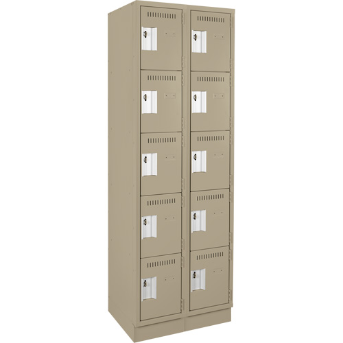Assembled Clean Line Personal Effects Lockers, 5 -tier, Bank of 2, 12" x 76" x 24", Steel Seaboard Timber Mart