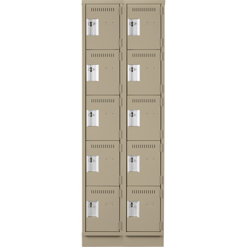 Assembled Clean Line Personal Effects Lockers, 5 -tier, Bank of 2, 12" x 76" x 24", Steel Seaboard Timber Mart