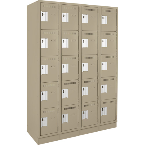 Assembled Clean Line Personal Effects Lockers, 5 -tier, Bank of 4, 12" x 76" x 48", Steel Seaboard Timber Mart