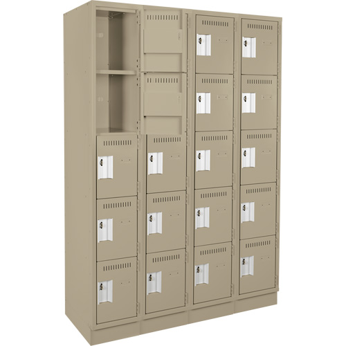 Assembled Clean Line Personal Effects Lockers, 5 -tier, Bank of 4, 12" x 76" x 48", Steel Seaboard Timber Mart