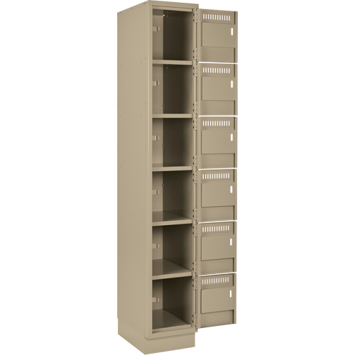 Clean Line Lockerette, 6 -tier, Bank of 4, 48" x 18" x 76", Steel, Beige, Rivet (Assembled) Seaboard Timber Mart