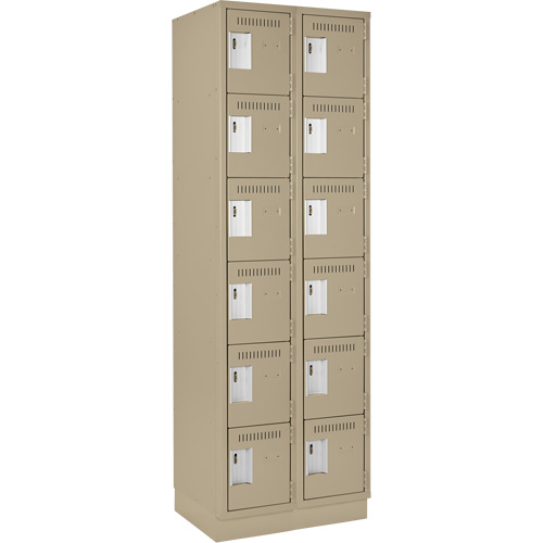 Clean Line Lockerette, 6 -tier, Bank of 2, 24" x 18" x 76", Steel, Beige, Rivet (Assembled) Seaboard Timber Mart