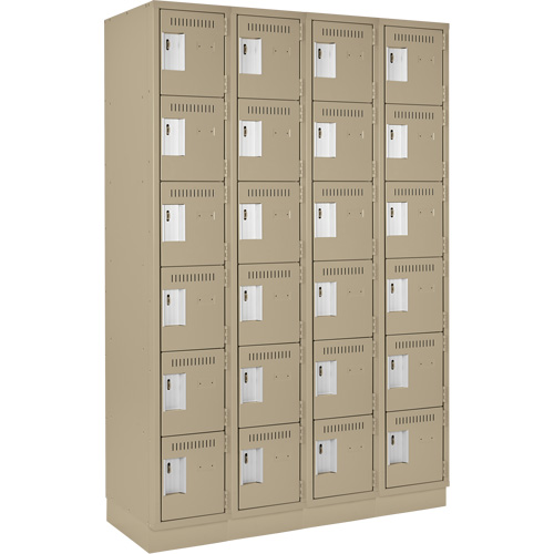 Clean Line Lockerette, 6 -tier, Bank of 4, 48" x 18" x 76", Steel, Beige, Rivet (Assembled) Seaboard Timber Mart