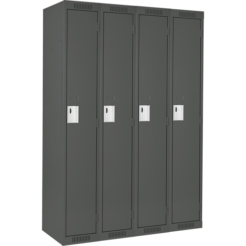Clean Line Lockers, Bank of 4, 48" x 18" x 72", Steel, Charcoal, Rivet (Assembled) Seaboard Timber Mart