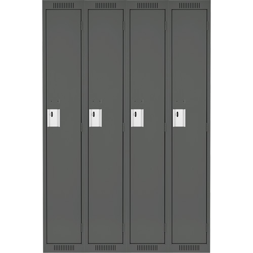 Clean Line Lockers, Bank of 4, 48" x 18" x 72", Steel, Charcoal, Rivet (Assembled) Seaboard Timber Mart