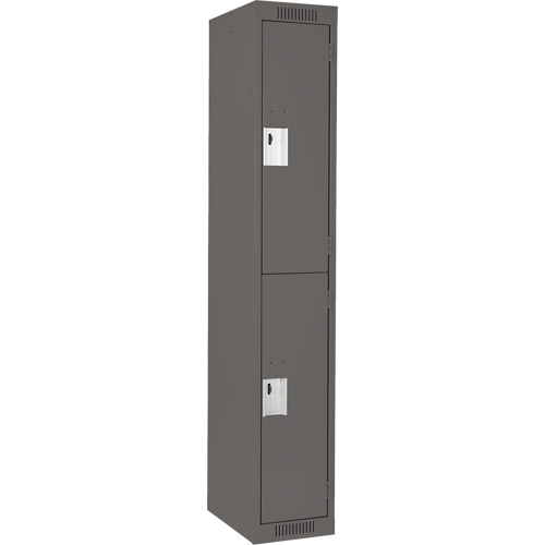 Clean Line Lockers, 2 -tier, 12" x 18" x 72", Steel, Charcoal, Rivet (Assembled) Seaboard Timber Mart