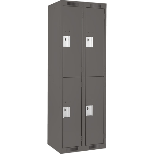Clean Line Lockers, 2 -tier, Bank of 2, 24" x 18" x 72", Steel, Charcoal, Rivet (Assembled) Seaboard Timber Mart