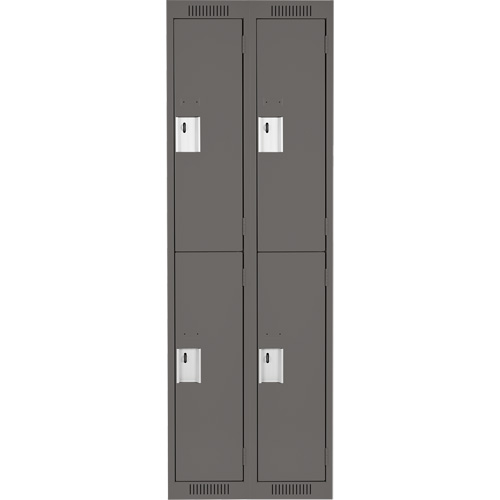 Clean Line Lockers, 2 -tier, Bank of 2, 24" x 18" x 72", Steel, Charcoal, Rivet (Assembled) Seaboard Timber Mart
