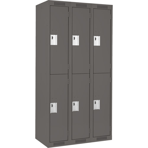 Clean Line Lockers, 2 -tier, Bank of 3, 36" x 18" x 72", Steel, Charcoal, Rivet (Assembled) Seaboard Timber Mart