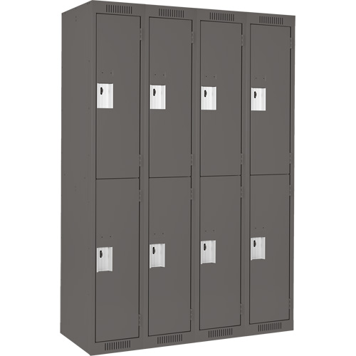 Clean Line Lockers, 2 -tier, Bank of 4, 48" x 18" x 72", Steel, Charcoal, Rivet (Assembled) Seaboard Timber Mart