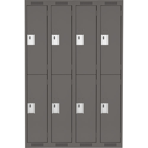 Clean Line Lockers, 2 -tier, Bank of 4, 48" x 18" x 72", Steel, Charcoal, Rivet (Assembled) Seaboard Timber Mart