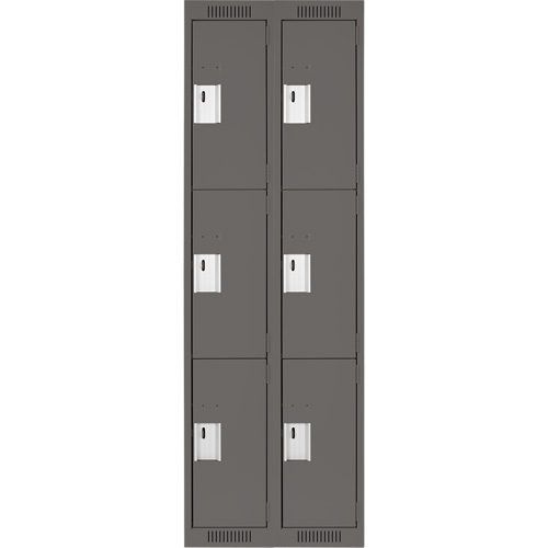 Clean Line Lockers, 3 -tier, Bank of 2, 24" x 18" x 72", Steel, Charcoal, Rivet (Assembled) Seaboard Timber Mart