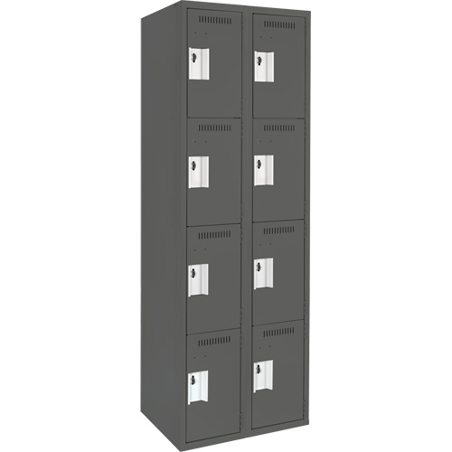 Clean Line Lockers, 4 -tier, Bank of 2, 24" x 18" x 72", Steel, Charcoal, Rivet (Assembled) Seaboard Timber Mart