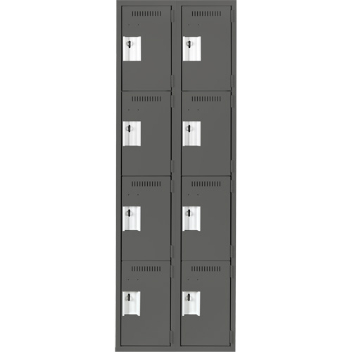 Clean Line Lockers, 4 -tier, Bank of 2, 24" x 18" x 72", Steel, Charcoal, Rivet (Assembled) Seaboard Timber Mart