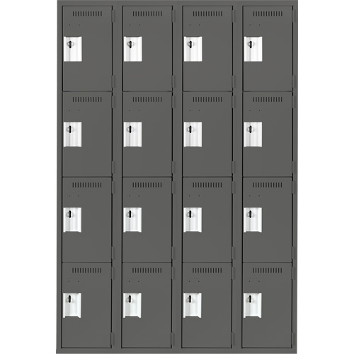 Casiers Clean Line, 4 niveaux, Bloc de 4, 48" x 18" x 72", Acier, Charbon, Rivet (assembl&eacute;) Seaboard Timber Mart