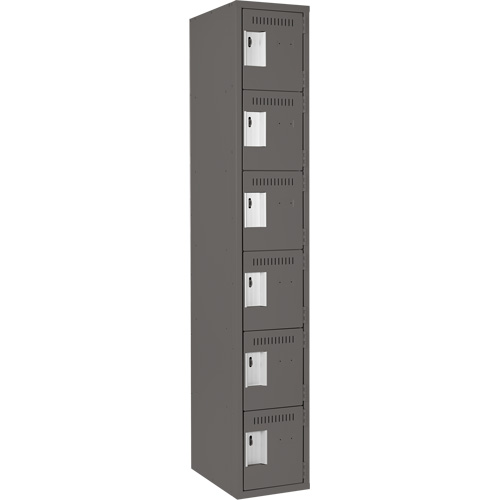 Clean Line Lockerette, 6 -tier, 12" x 18" x 72", Steel, Charcoal, Rivet (Assembled) Seaboard Timber Mart