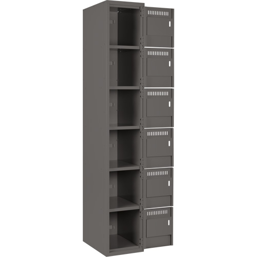 Clean Line Lockerette, 6 -tier, Bank of 3, 36" x 18" x 72", Steel, Charcoal, Rivet (Assembled) Seaboard Timber Mart