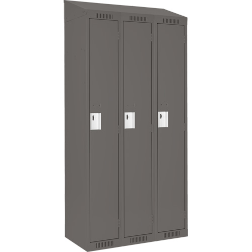 Clean Line Lockers, Bank of 3, 36" x 12" x 78", Steel, Charcoal, Rivet (Assembled) Seaboard Timber Mart