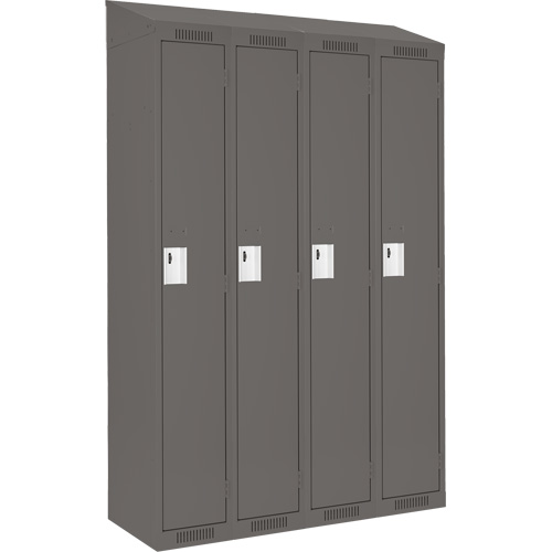 Clean Line Lockers, Bank of 4, 48" x 12" x 78", Steel, Charcoal, Rivet (Assembled) Seaboard Timber Mart