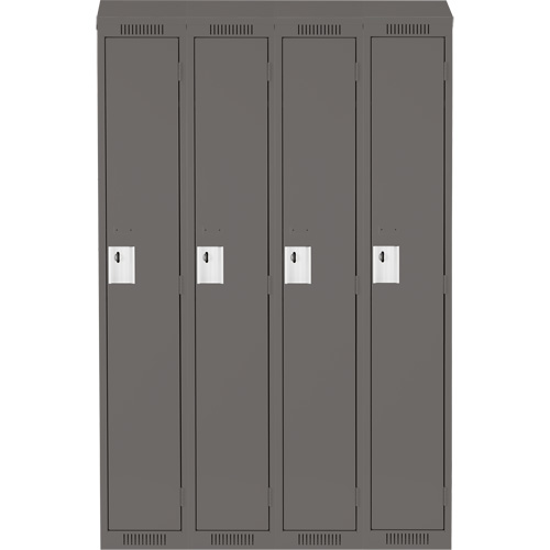 Clean Line Lockers, Bank of 4, 48" x 12" x 78", Steel, Charcoal, Rivet (Assembled) Seaboard Timber Mart