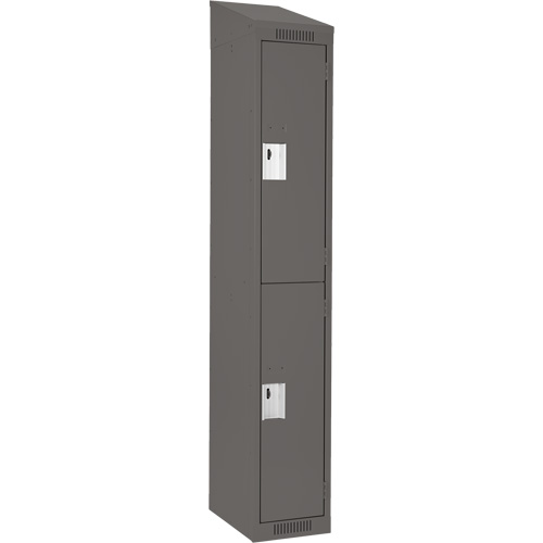 Clean Line Lockers, 2 -tier, 12" x 18" x 78", Steel, Charcoal, Rivet (Assembled) Seaboard Timber Mart
