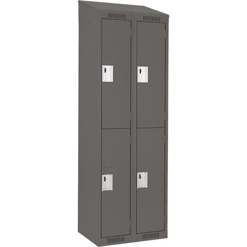 Clean Line Lockers, 2 -tier, Bank of 2, 24" x 18" x 78", Steel, Charcoal, Rivet (Assembled) Seaboard Timber Mart